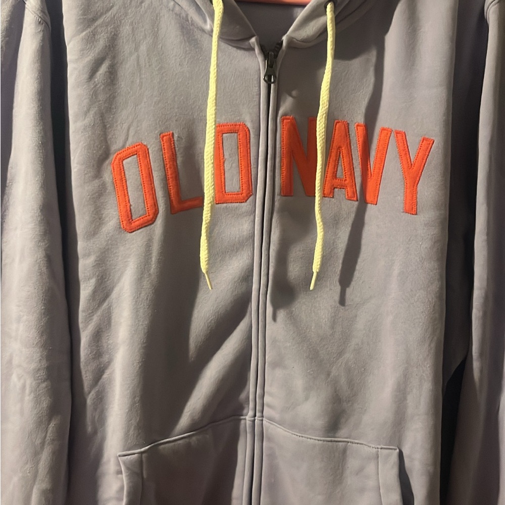 Old Navy Gray Hoodie with Orange Accents